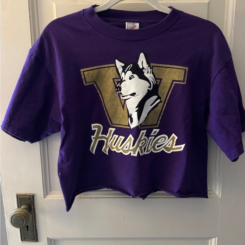 Jerzees Purple University of Washington cropped T-Shirt